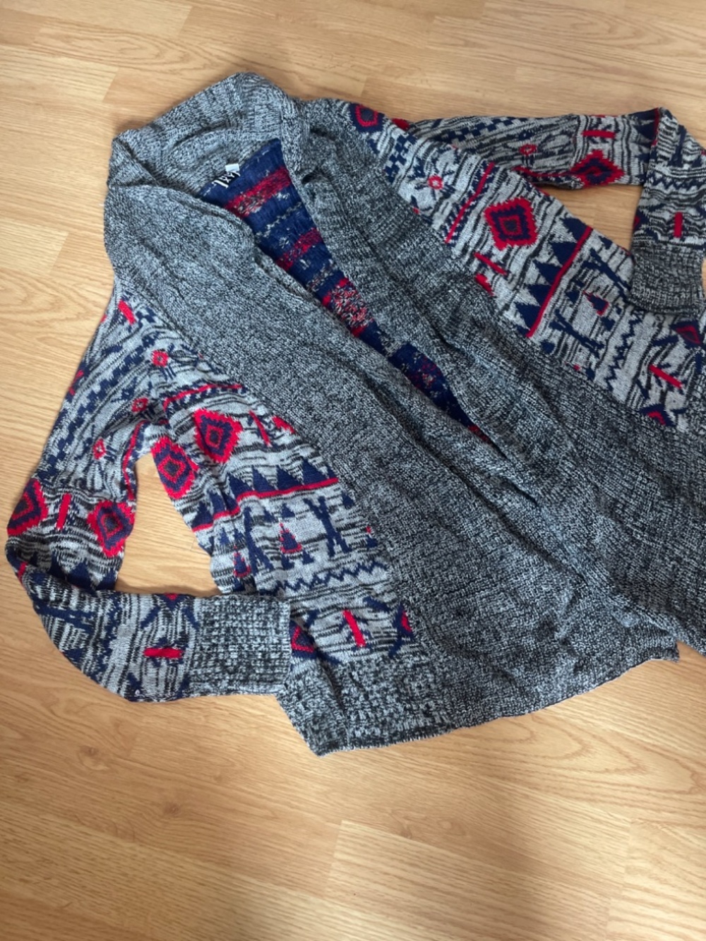 Roxy Aztec Print Oversized Knit Open Draped Cardigan Sweater Size Small - Picture 4 of 9